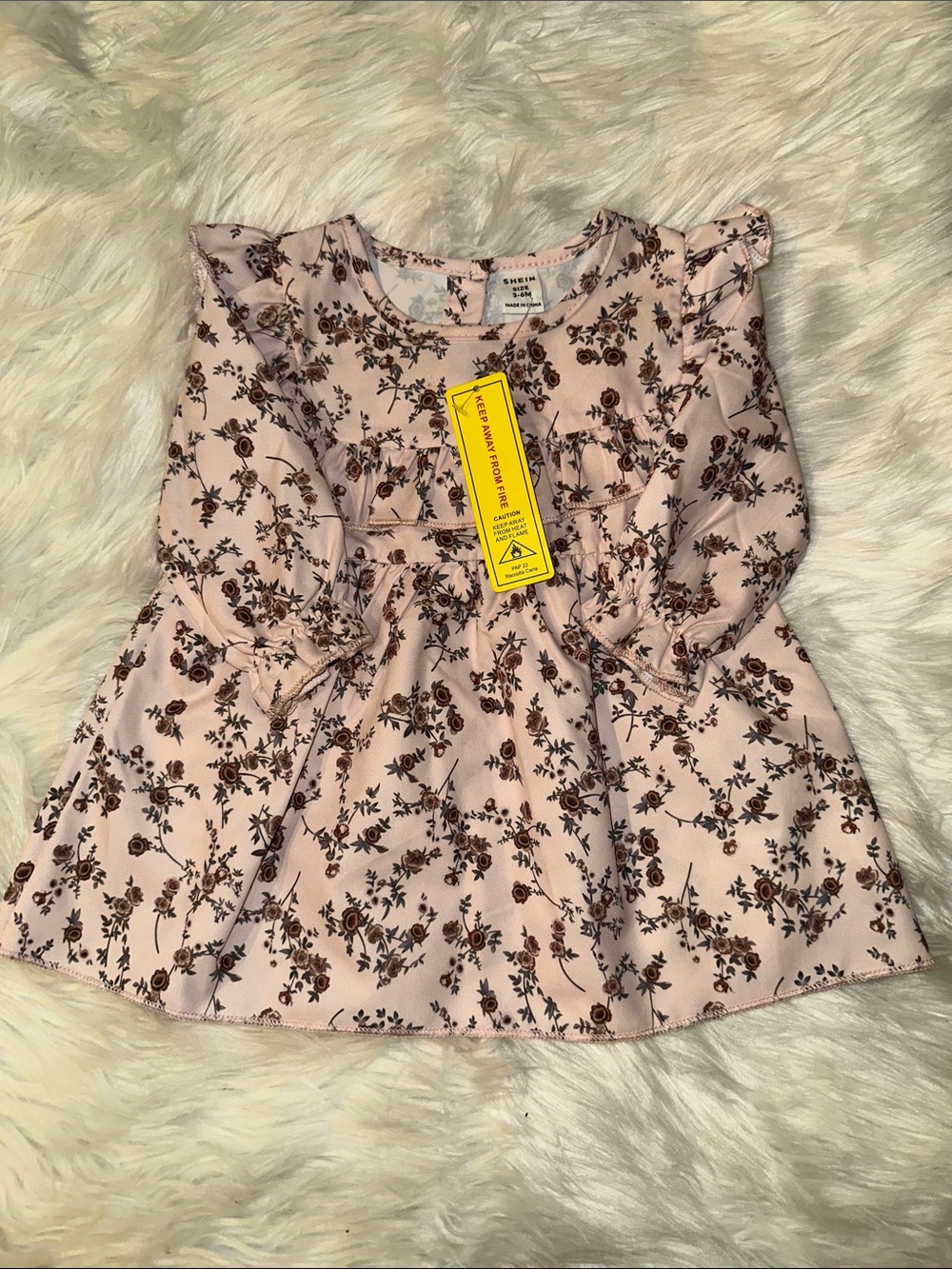 SHEIN Pink Floral Ruffle Long-Sleeve Blouse